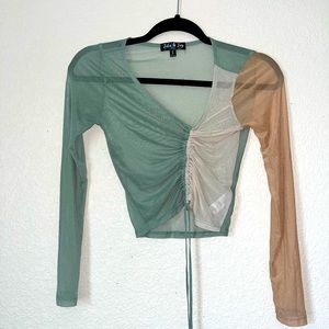 Colorful mesh top with drawstrings